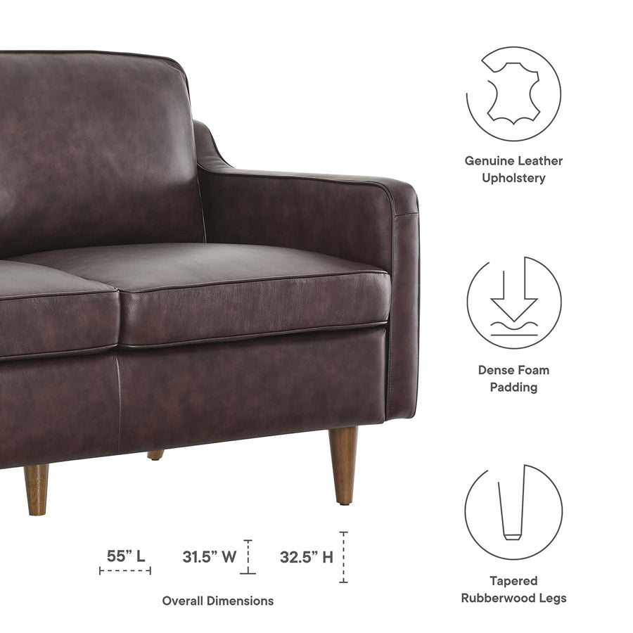Tonka Genuine Leather Loveseat in Brown