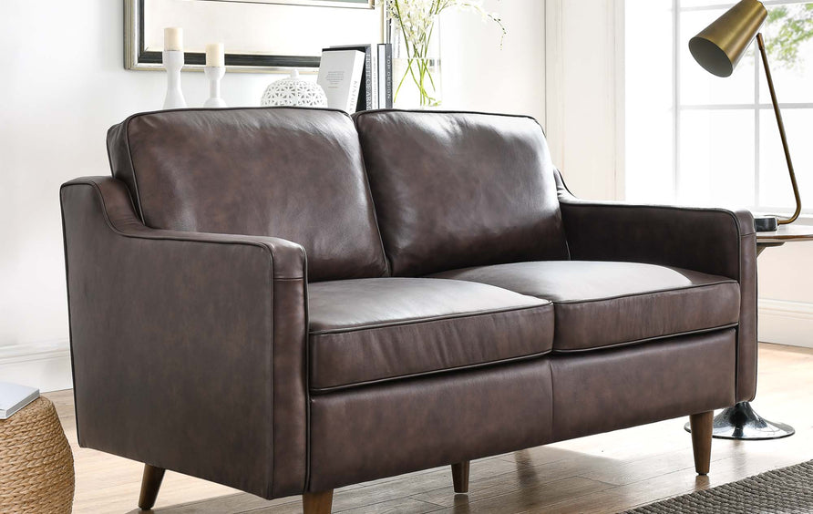 Tonka Genuine Leather Loveseat in Brown