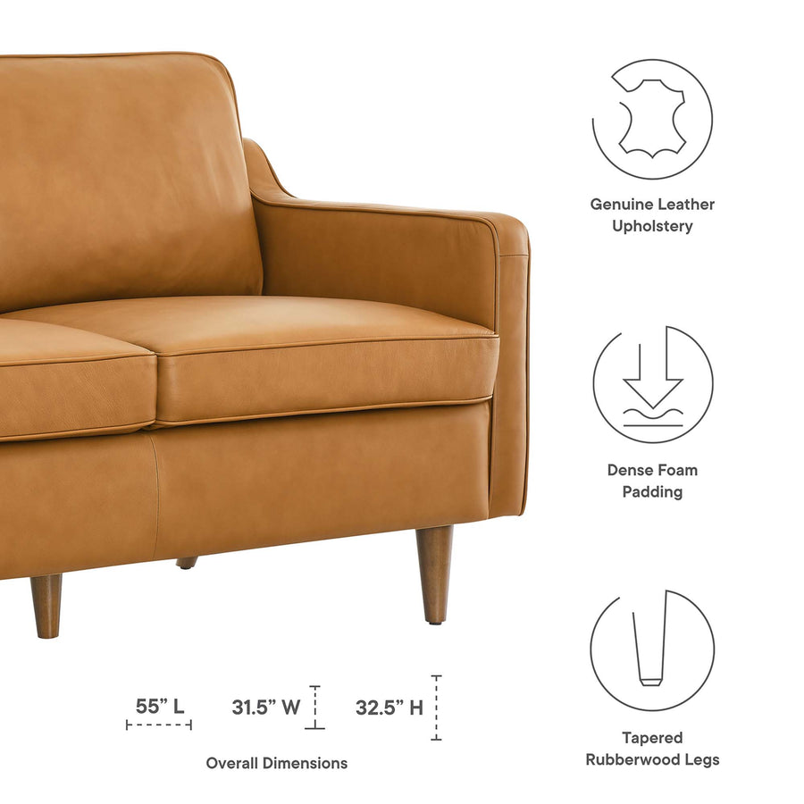 Tonka Genuine Leather Loveseat in Tan