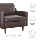 Tonka Genuine Leather Armchair in Brown