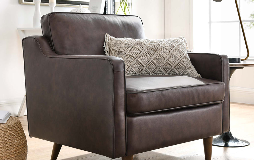 Tonka Genuine Leather Armchair in Brown
