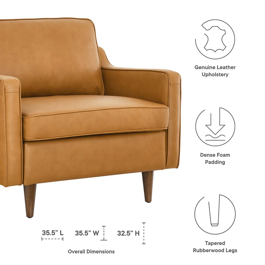 Tonka Genuine Leather Armchair in Tan