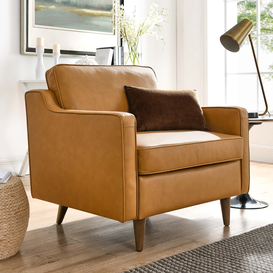 Tonka Genuine Leather Armchair in Tan