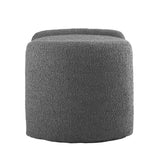 Brocade Boucle Upholstered Ottoman in Charcoal