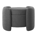 Brocade Boucle Upholstered Ottoman in Charcoal