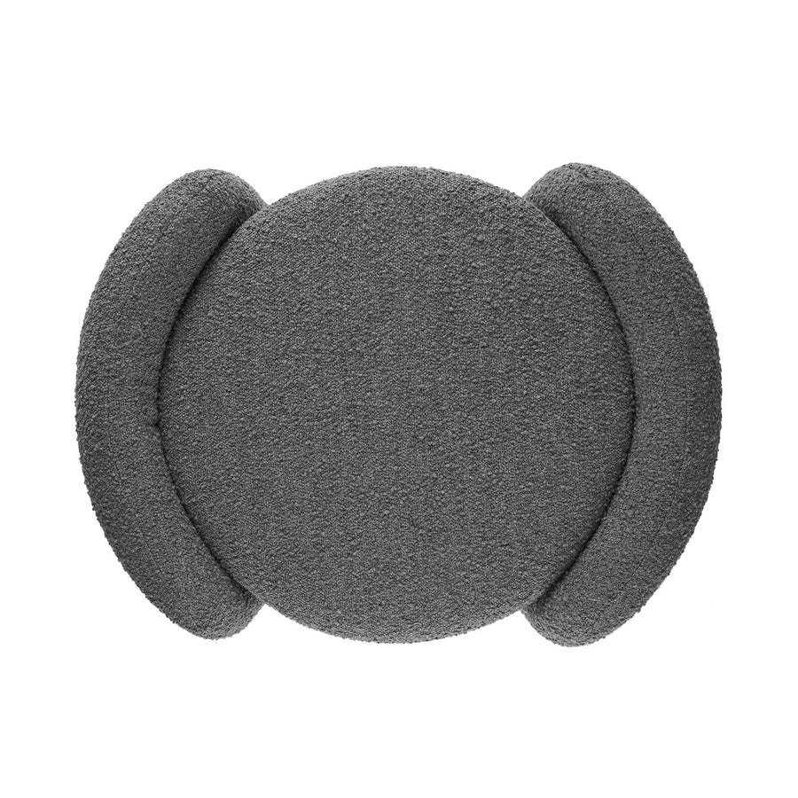 Brocade Boucle Upholstered Ottoman in Charcoal