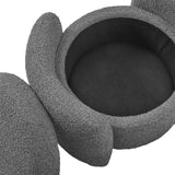 Brocade Boucle Upholstered Ottoman in Charcoal