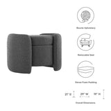 Brocade Boucle Upholstered Ottoman in Charcoal