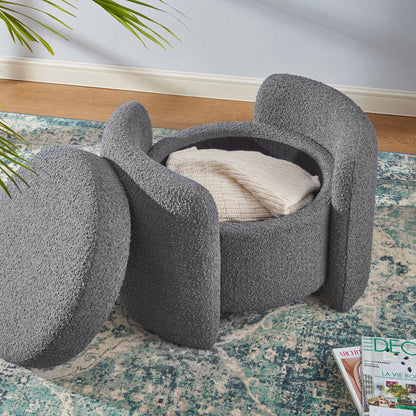 Nebula Boucle Upholstered Ottoman by Furniture For America