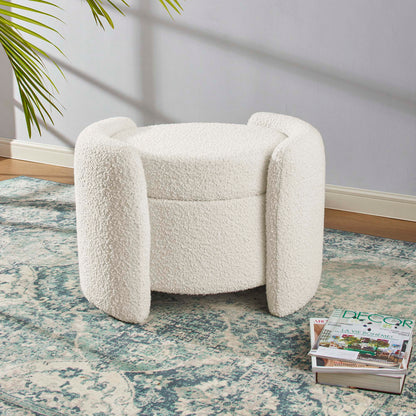 Nebula Boucle Upholstered Ottoman by Furniture For America