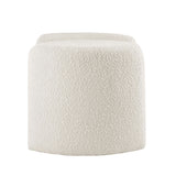 Brocade Boucle Upholstered Ottoman in Ivory