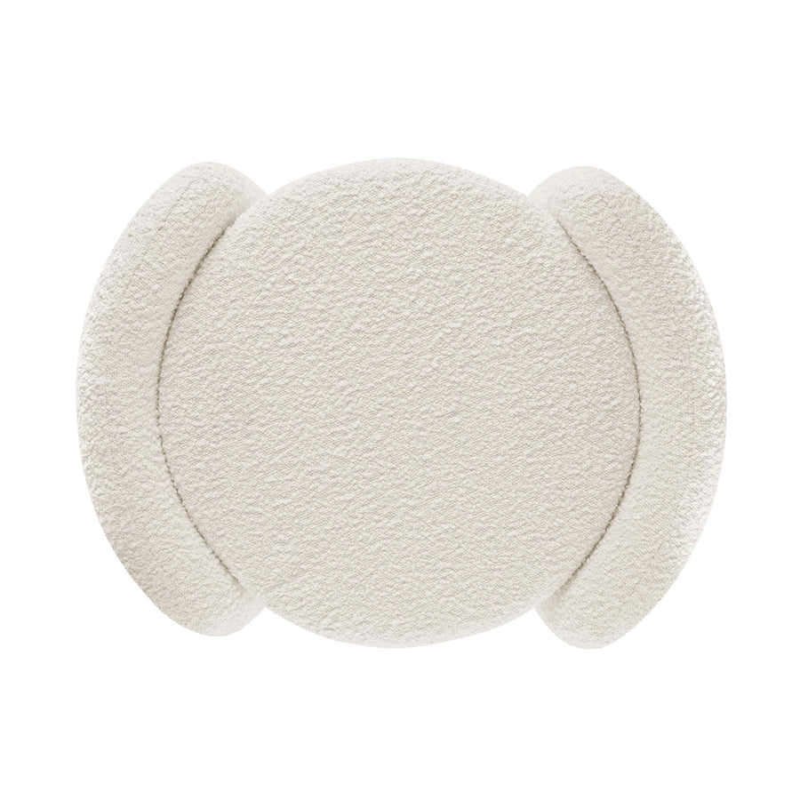 Brocade Boucle Upholstered Ottoman in Ivory