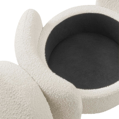 Nebula Boucle Upholstered Ottoman by Furniture For America