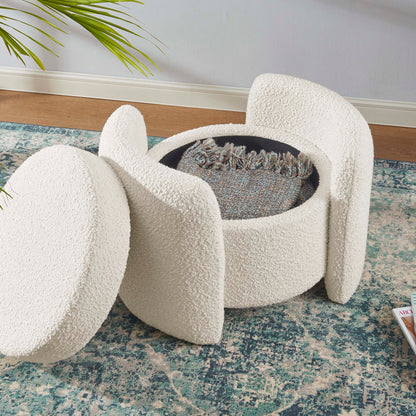 Nebula Boucle Upholstered Ottoman by Furniture For America