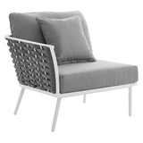 Willow Outdoor Patio Aluminum Left-Facing Armchair in White Gray