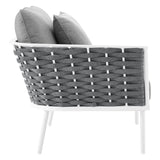 Willow Outdoor Patio Aluminum Left-Facing Armchair in White Gray