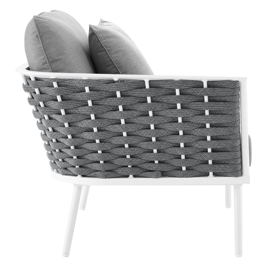 Willow Outdoor Patio Aluminum Left-Facing Armchair in White Gray