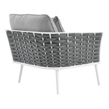 Willow Outdoor Patio Aluminum Left-Facing Armchair in White Gray