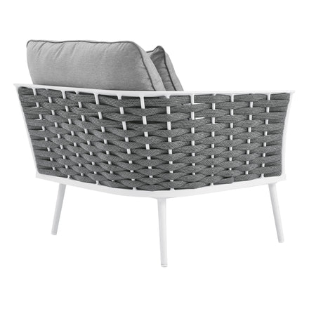 Stance Outdoor Patio Aluminum Left-Facing Armchair in White Gray