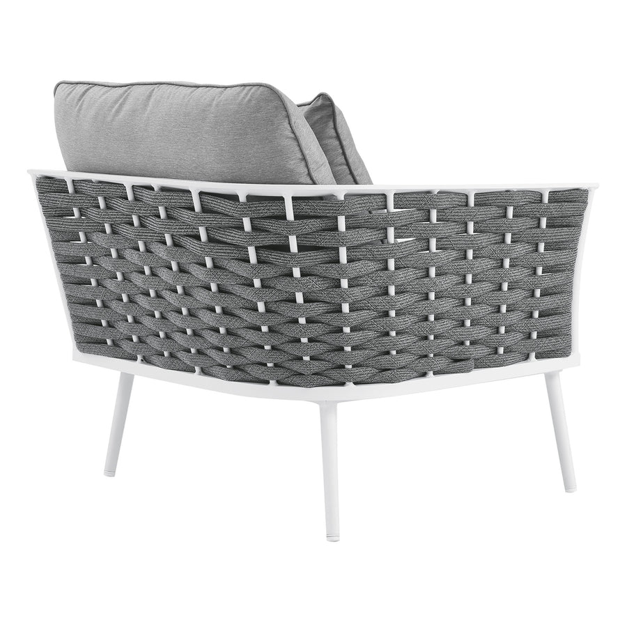 Willow Outdoor Patio Aluminum Left-Facing Armchair in White Gray