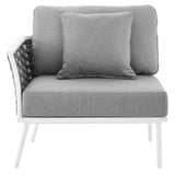 Willow Outdoor Patio Aluminum Left-Facing Armchair in White Gray