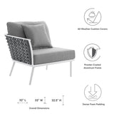 Willow Outdoor Patio Aluminum Left-Facing Armchair in White Gray