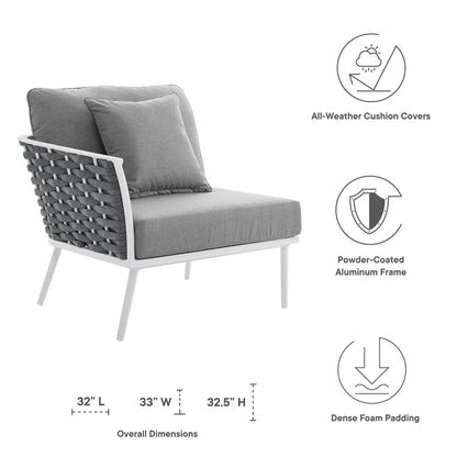 Stance Outdoor Patio Aluminum Left-Facing Armchair by Furniture For America