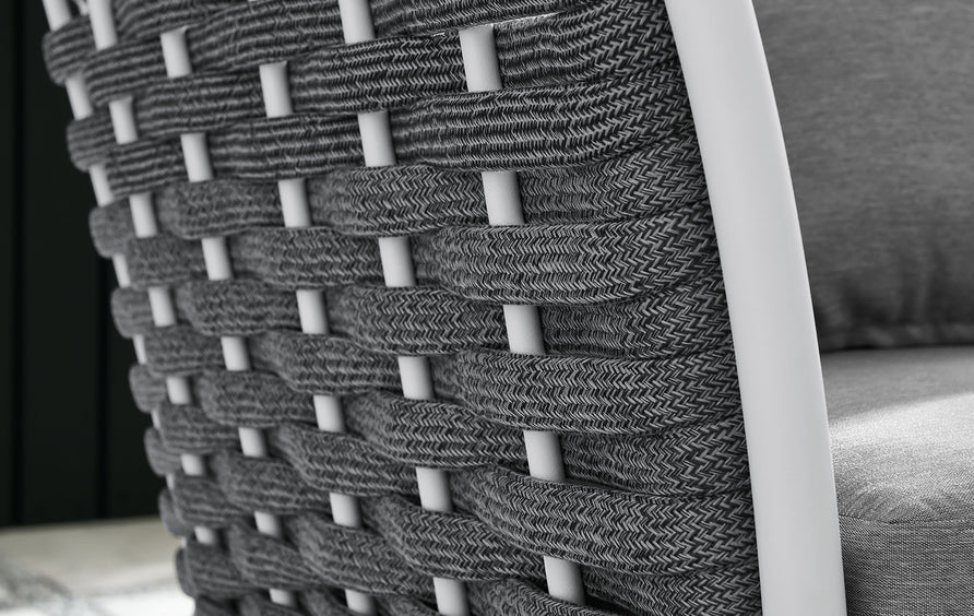 Willow Outdoor Patio Aluminum Left-Facing Armchair in White Gray