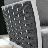 Willow Outdoor Patio Aluminum Left-Facing Armchair in White Gray
