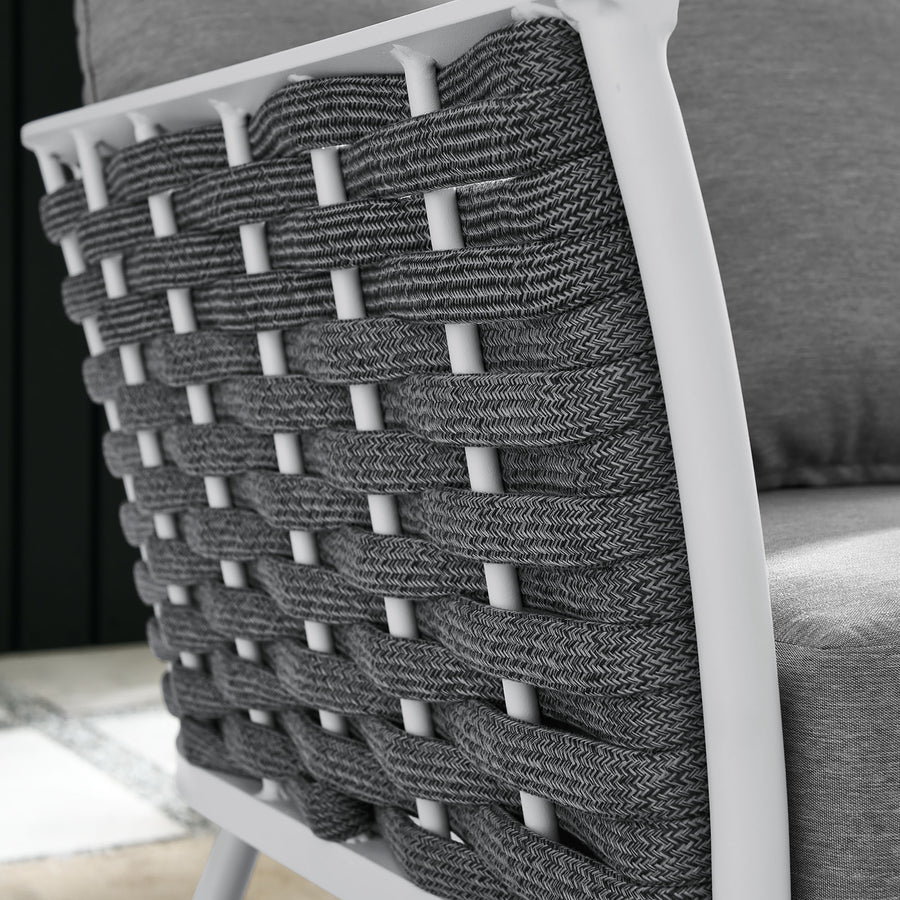 Willow Outdoor Patio Aluminum Left-Facing Armchair in White Gray