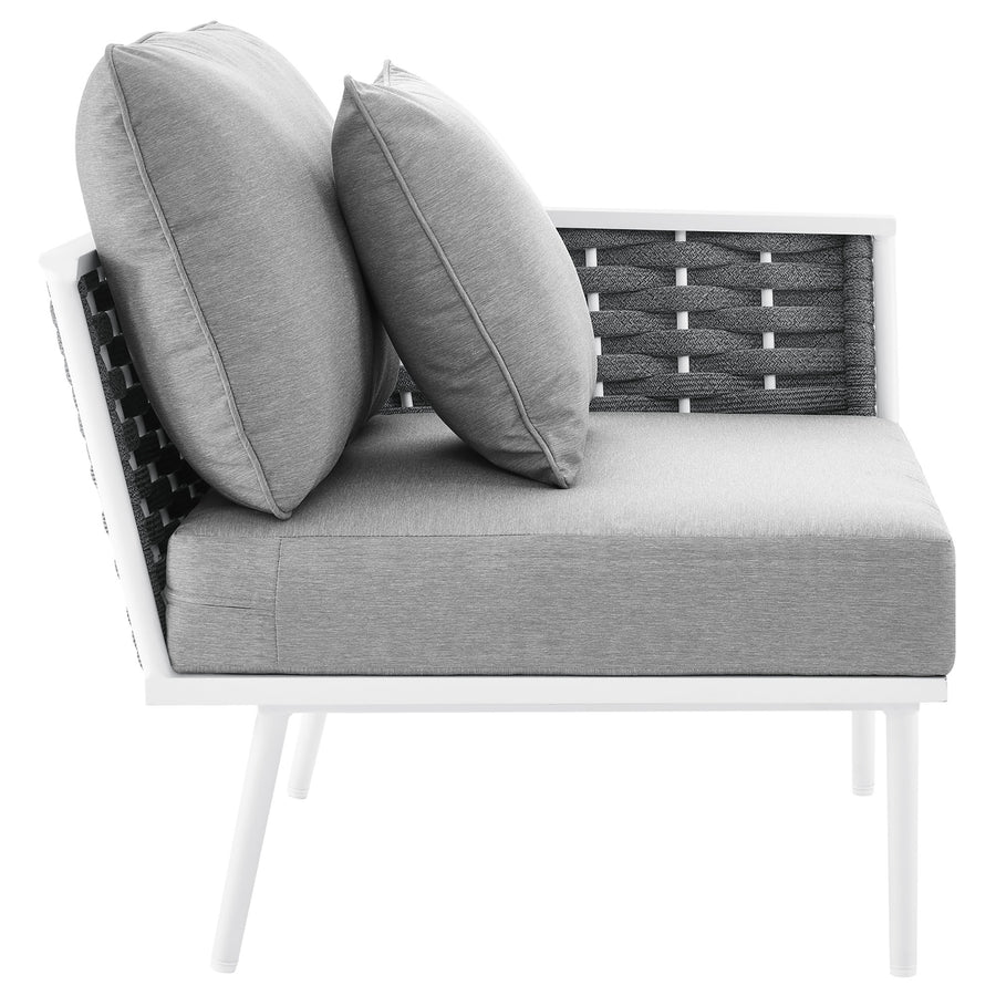 Willow Outdoor Patio Aluminum Right-Facing Armchair in White Gray