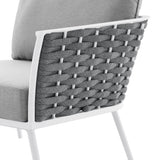 Willow Outdoor Patio Aluminum Right-Facing Armchair in White Gray