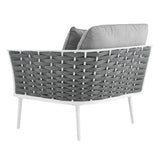 Willow Outdoor Patio Aluminum Right-Facing Armchair in White Gray