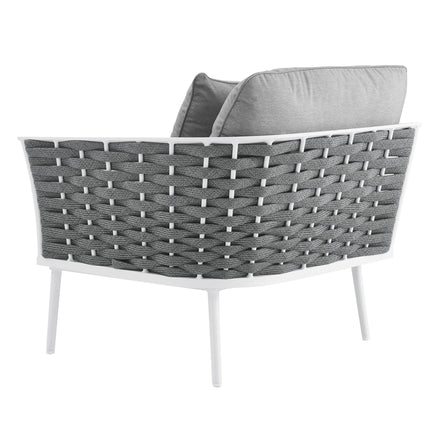 Stance Outdoor Patio Aluminum Right-Facing Armchair in White Gray