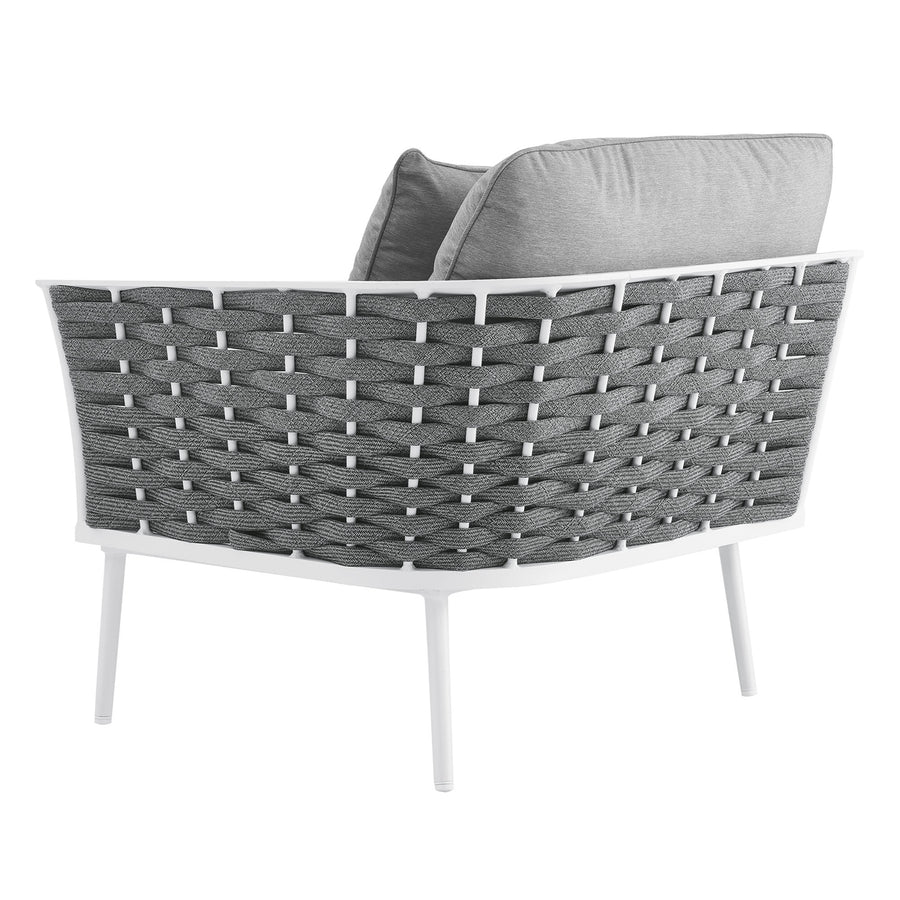 Willow Outdoor Patio Aluminum Right-Facing Armchair in White Gray