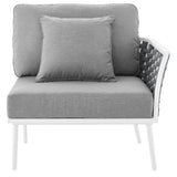 Willow Outdoor Patio Aluminum Right-Facing Armchair in White Gray