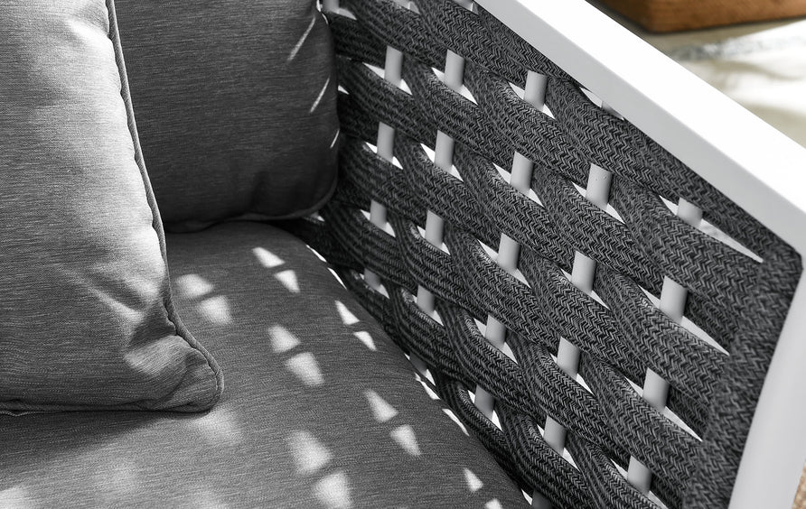 Willow Outdoor Patio Aluminum Right-Facing Armchair in White Gray