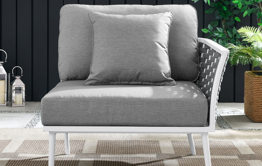 Willow Outdoor Patio Aluminum Right-Facing Armchair in White Gray