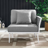 Willow Outdoor Patio Aluminum Right-Facing Armchair in White Gray