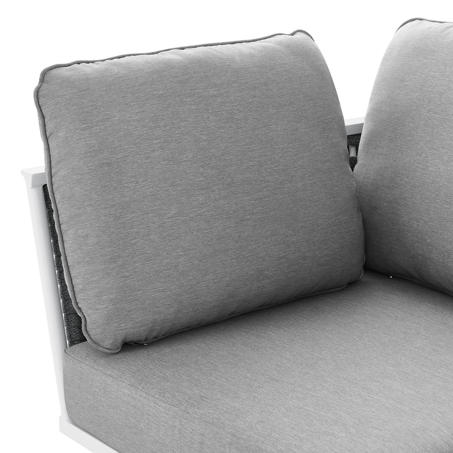 Willow Outdoor Patio Aluminum Corner Chair in White Gray