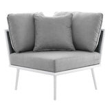 Willow Outdoor Patio Aluminum Corner Chair in White Gray