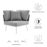 Willow Outdoor Patio Aluminum Corner Chair in White Gray