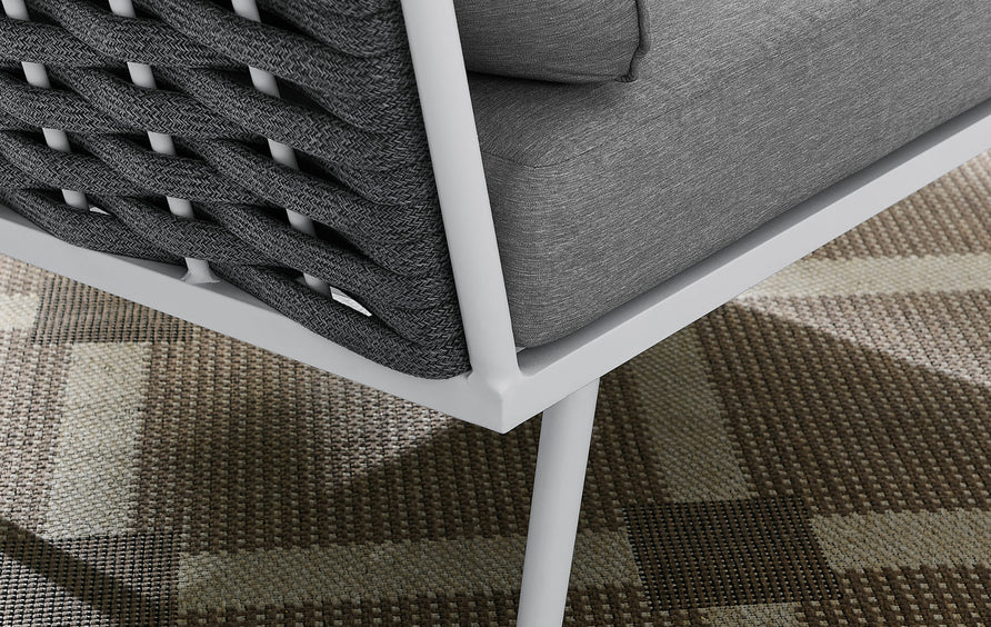 Willow Outdoor Patio Aluminum Corner Chair in White Gray