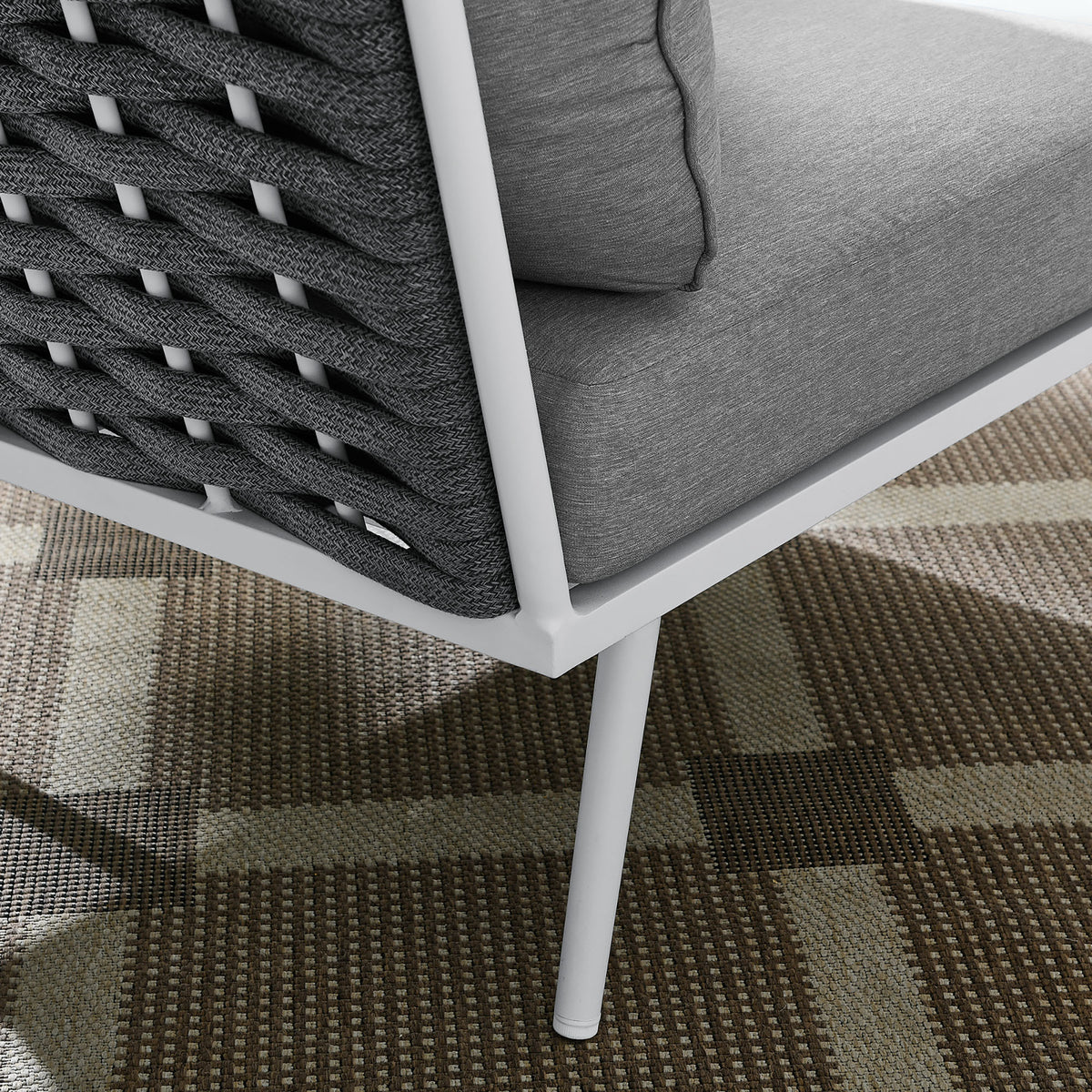 Stance Outdoor Patio Aluminum Corner Chair in White Gray