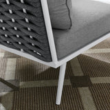 Willow Outdoor Patio Aluminum Corner Chair in White Gray