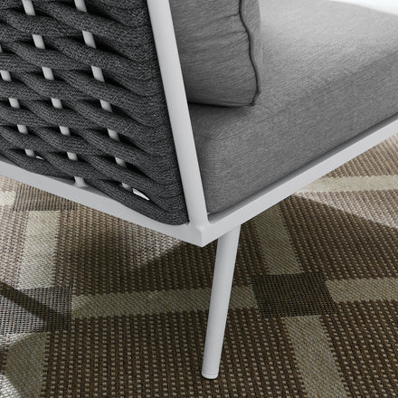 Stance Outdoor Patio Aluminum Corner Chair in White Gray