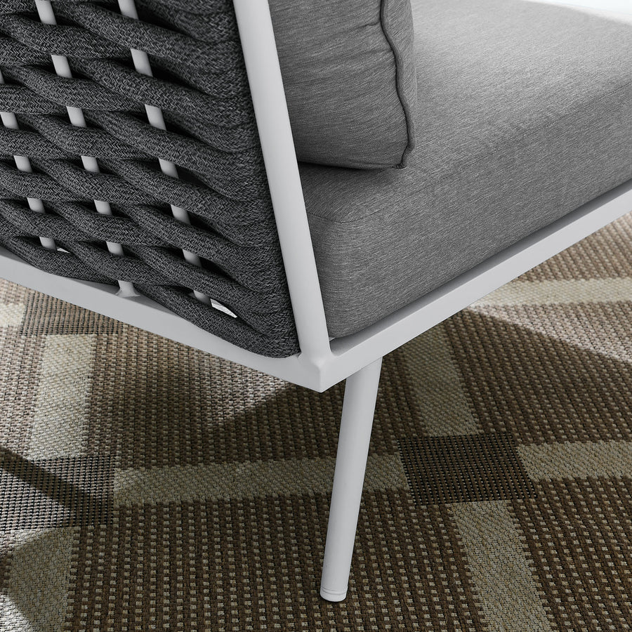 Willow Outdoor Patio Aluminum Corner Chair in White Gray