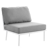 Willow Outdoor Patio Aluminum Armless Chair in White Gray