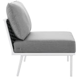 Willow Outdoor Patio Aluminum Armless Chair in White Gray