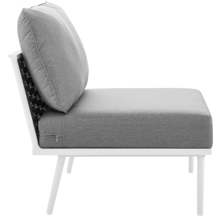 Stance Outdoor Patio Aluminum Armless Chair in White Gray